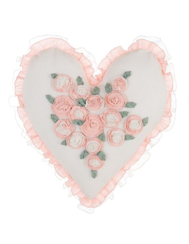 Collezione Sentimento Cuscino a Cuore con rose cm 45 x 45 100% cotone