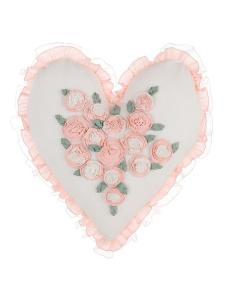 Collezione Sentimento Cuscino a Cuore con rose cm 45 x 45 100% cotone