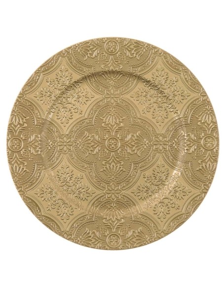 Sotto piatto decorativo dorato in plastica diam. 33 x 2