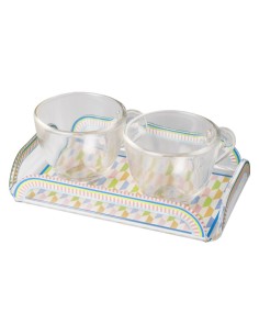 Vesta Home - Happy Coffee - Set 2 Tazzine e Vassoietto·rosa·15 X 9,5 X 3 H Cm Th. 3 Mm