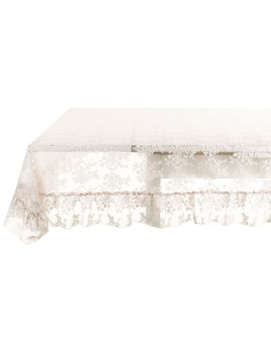 Romantic Lace tovaglia avorio con gala in pizzo 12 cm, cm 180 x 300, 100% poliestere