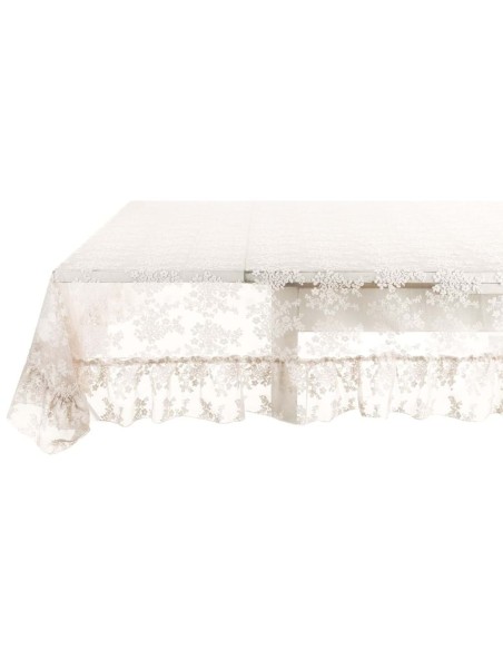 Romantic Lace tovaglia avorio con gala in pizzo 12 cm, cm 180 x 300, 100% poliestere