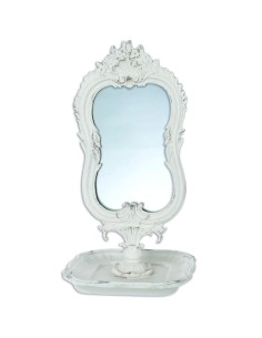 Il Cavaliere della Rosa Specchio da appoggio con porta oggetti, cm 14,5 x 14,5 x 26,7 h