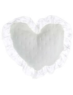 Romantic Lace cuscino avorio a cuore  in microfibra  con gala in pizzo, cm 40 x 40, 100% poliestere