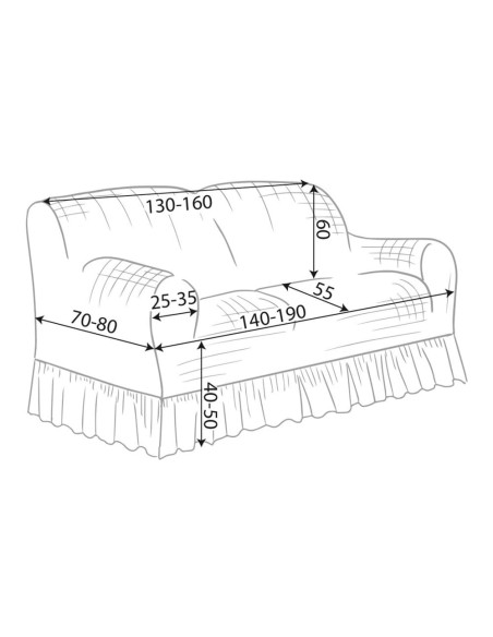 Stretch Covers copridivano tortora stretch, 2 posti 98% poliestere 2% elastam