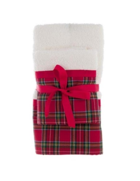 Coppia Asciugamani spugna TARTAN cm 40x60+60x100