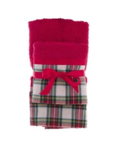 Coppia Asciugamani spugna TARTAN cm 40x60+60x100 2