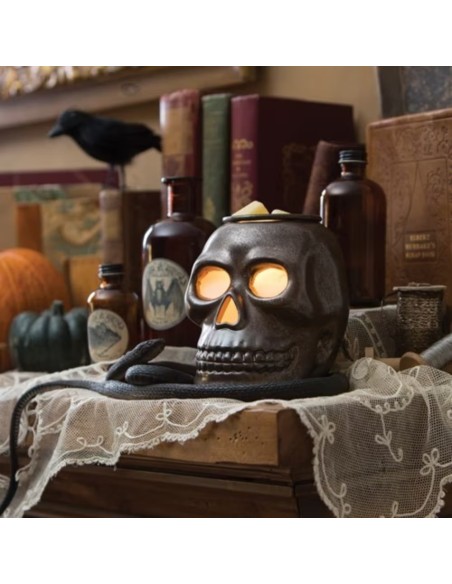 CANDLE WARMERS® Lampada scaldacera elettrica SKULL Teschio antracite in ceramica