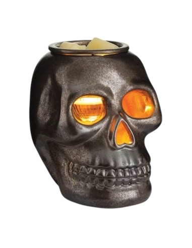 CANDLE WARMERS® Lampada scaldacera elettrica SKULL Teschio antracite in ceramica