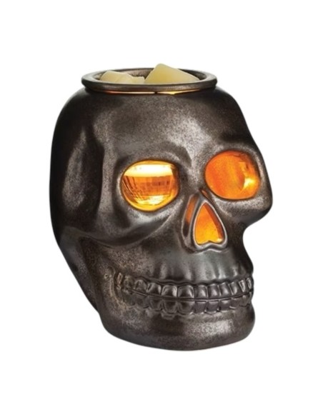 CANDLE WARMERS® Lampada scaldacera elettrica SKULL Teschio antracite in ceramica