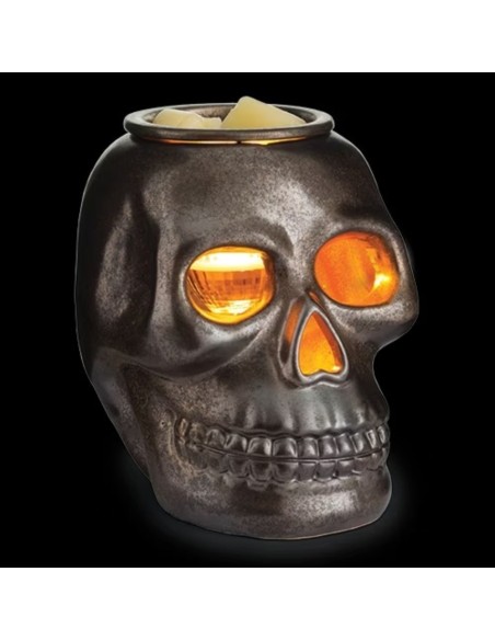 CANDLE WARMERS® Lampada scaldacera elettrica SKULL Teschio antracite in ceramica
