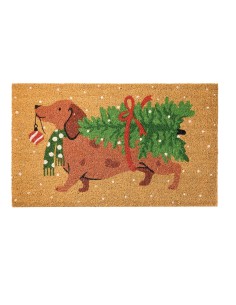 Zerbino Bassotto con Albero di Natale Benvenuto Natale! 75x45 cm