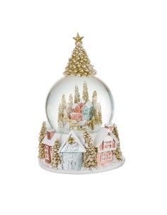Boule De Neige Villaggio e Albero con Carillon Alba incantata Ø15x23h cm
