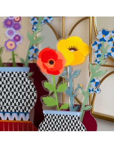 Vesta Home - Fiore Papavero Piccolo Kit 6 Pz Funny Flowers·rosso·9 X 40,5 H Th. 5 Mm