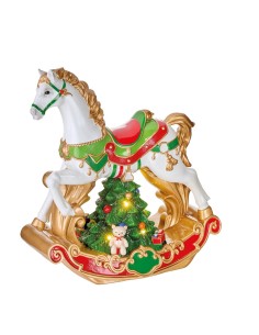 Decorazione Cavallo A Dondolo con Led Volo Nella Fantasia 33x19x35h cm