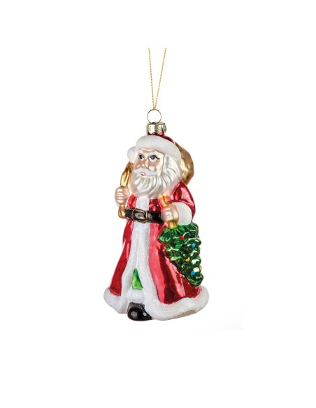 Pendente Babbo Natale con Sacco Doni Gioioso Natale 8x7x13h cm