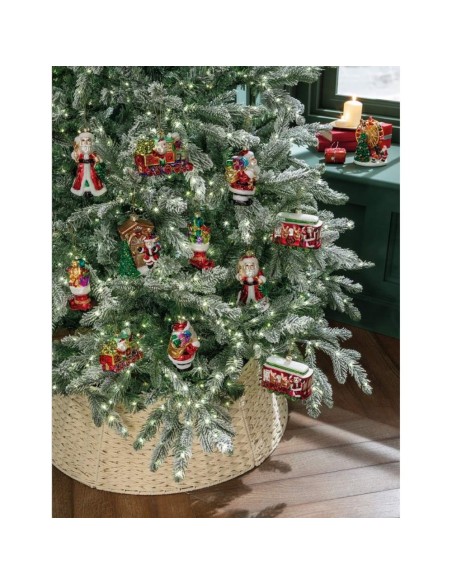 Pendente Babbo Natale con Sacco Doni Gioioso Natale 8x7x13h cm