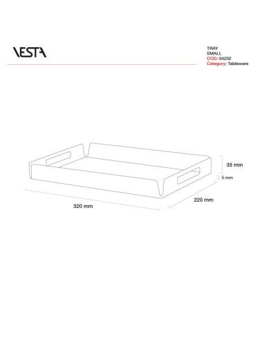 Vesta Home - Vassoio Piccolo Decor·foulard·32 X 22 X 3,5 H Th. 4 Mm