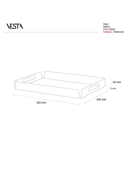 Vesta Home - Vassoio Piccolo Decor·foulard·32 X 22 X 3,5 H Th. 4 Mm