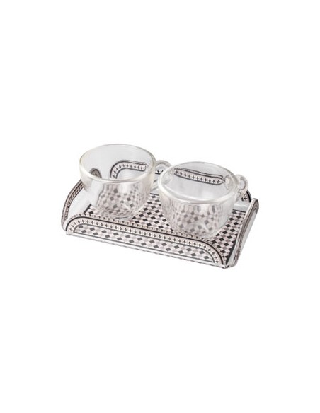 Vesta Home - Happy Coffee - Set 2 Tazzine e Vassoietto·tortora·15 X 9,5 X 3 H Cm Th. 3 Mm