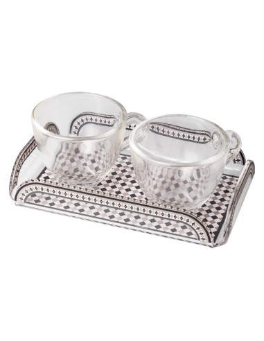 Vesta Home - Happy Coffee - Set 2 Tazzine e Vassoietto·tortora·15 X 9,5 X 3 H Cm Th. 3 Mm