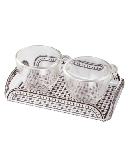 Vesta Home - Happy Coffee - Set 2 Tazzine e Vassoietto·tortora·15 X 9,5 X 3 H Cm Th. 3 Mm