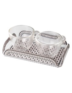 Vesta Home - Happy Coffee - Set 2 Tazzine e Vassoietto·tortora·15 X 9,5 X 3 H Cm Th. 3 Mm