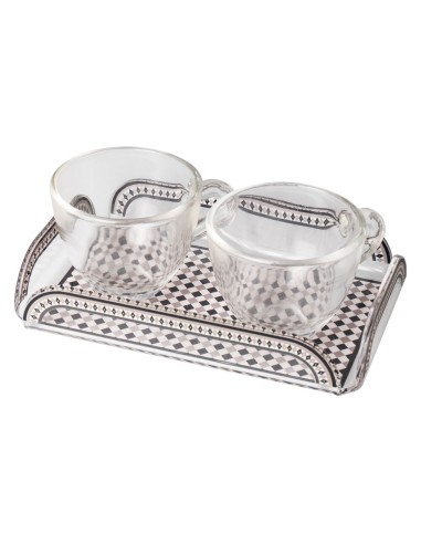 Vesta Home - Happy Coffee - Set 2 Tazzine e Vassoietto·tortora·15 X 9,5 X 3 H Cm Th. 3 Mm