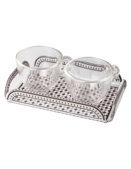 Vesta Home - Happy Coffee - Set 2 Tazzine e Vassoietto·tortora·15 X 9,5 X 3 H Cm Th. 3 Mm