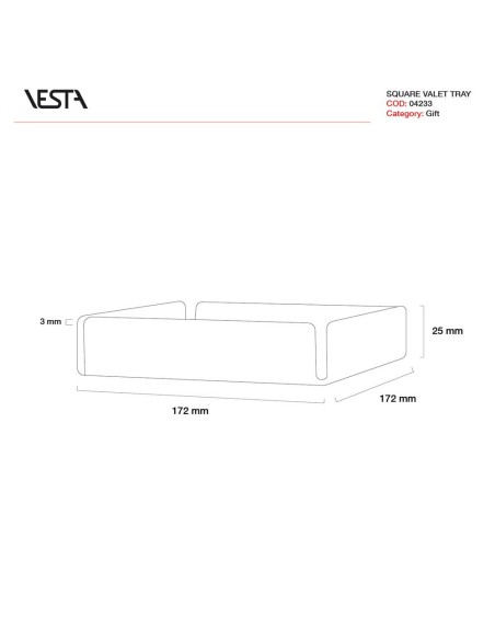 Vesta Home - Vassoio Piccolo Decor·modern·32 X 22 X 3,5 H Th. 4 Mm