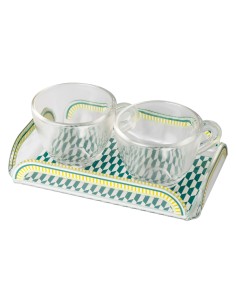 Vesta Home - Happy Coffee - Set 2 Tazzine e Vassoietto·verde·15 X 9,5 X 3 H Cm Th. 3 Mm 2