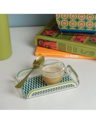Vesta Home - Happy Coffee - Set 2 Tazzine e Vassoietto·verde·15 X 9,5 X 3 H Cm Th. 3 Mm