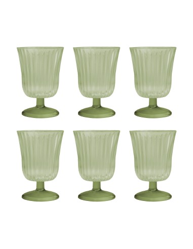 Vesta Home - Set 6 Bicchieri Ginevra·verde·ø8,5 X 12,5 H Cm Th. 4 Mm