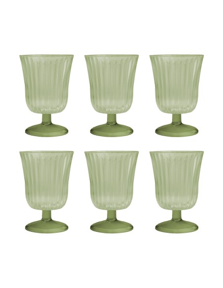 Vesta Home - Set 6 Bicchieri Ginevra·verde·ø8,5 X 12,5 H Cm Th. 4 Mm
