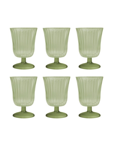Vesta Home - Set 6 Bicchieri Ginevra·verde·ø8,5 X 12,5 H Cm Th. 4 Mm