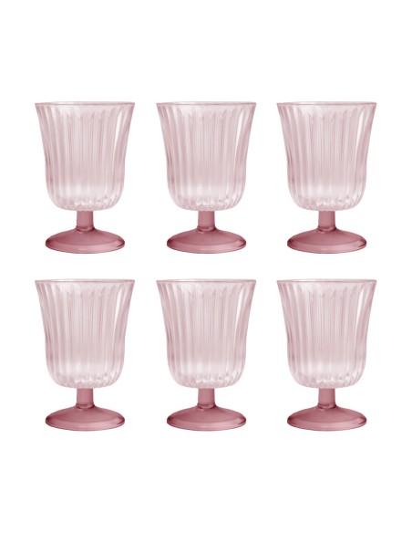 Vesta Home - Set 6 Bicchieri Ginevra·rosa·ø8,5 X 12,5 H Cm Th. 4 Mm