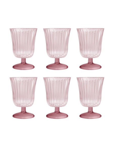 Vesta Home - Set 6 Bicchieri Ginevra·rosa·ø8,5 X 12,5 H Cm Th. 4 Mm