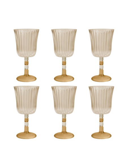Vesta Home - Set 6 Calici Ginevra·ambra·ø8,5 X 17 H Cm Th. 4 Mm
