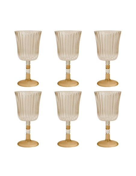Vesta Home - Set 6 Calici Ginevra·ambra·ø8,5 X 17 H Cm Th. 4 Mm