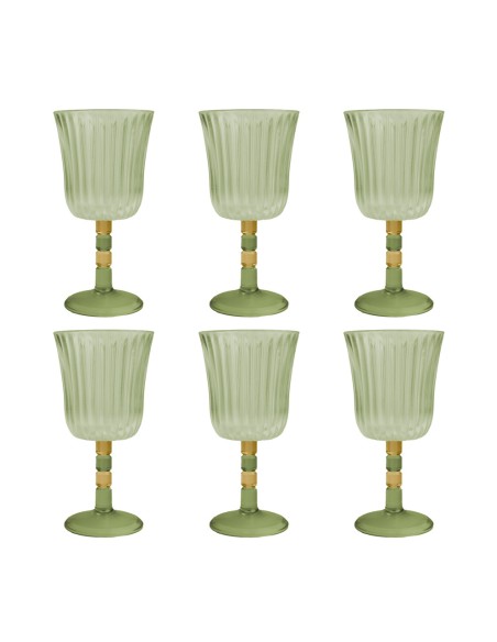 Vesta Home - Set 6 Calici Ginevra·verde·ø8,5 X 17 H Cm Th. 4 Mm