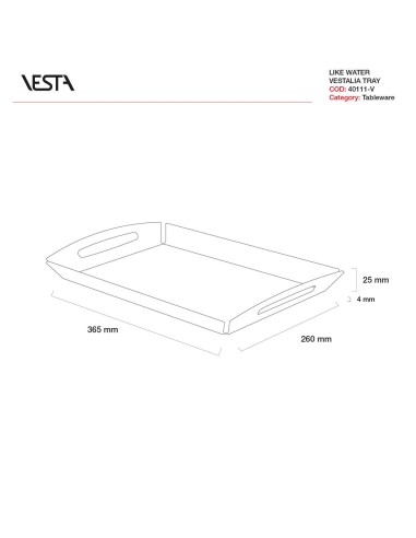 Vesta Home - Vassoio Vestalia·trasparente·36,5 X 26 X 2,5 H Th. 4 Mm