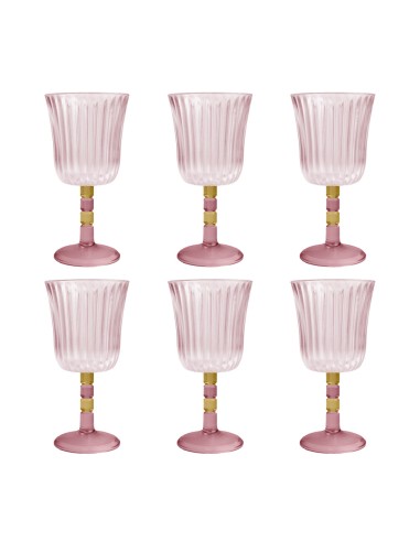 Vesta Home - Set 6 Calici Ginevra·rosa·ø8,5 X 17 H Cm Th. 4 Mm