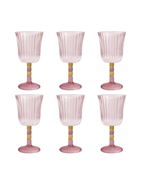 Vesta Home - Set 6 Calici Ginevra·rosa·ø8,5 X 17 H Cm Th. 4 Mm