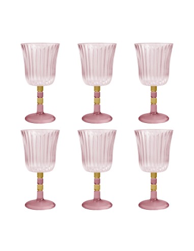 Vesta Home - Set 6 Calici Ginevra·rosa·ø8,5 X 17 H Cm Th. 4 Mm