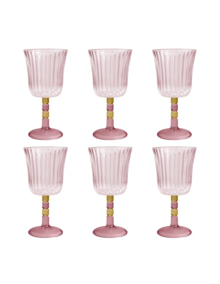 Vesta Home - Set 6 Calici Ginevra·rosa·ø8,5 X 17 H Cm Th. 4 Mm
