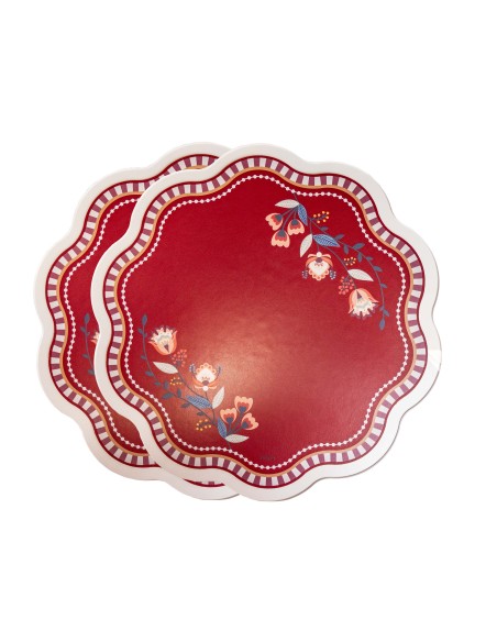 Vesta Home - Set 2 Sottopiatti Armonia·bordeaux·ø40 Cm Th. 2 Mm