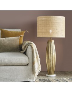 Blanc D' Ivoire - (Base) Lampada da pavimento Malana dorata fatta a mano in ottone anticato alluminio e marmo illuminazione a LE 2