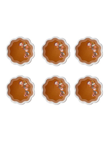 Vesta Home - Set 6 Sottobicchieri Armonia·marrone·ø10,5 Cm Th. 2 Mm