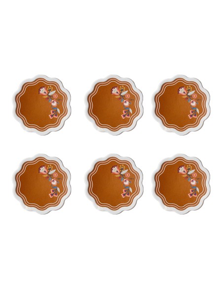 Vesta Home - Set 6 Sottobicchieri Armonia·marrone·ø10,5 Cm Th. 2 Mm