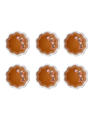 Vesta Home - Set 6 Sottobicchieri Armonia·marrone·ø10,5 Cm Th. 2 Mm